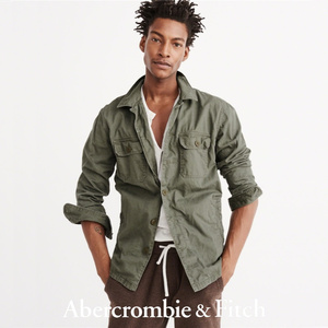 清仓不退换Abercrombie Fitch春秋AF工装衬衫男长袖夹克复古外套