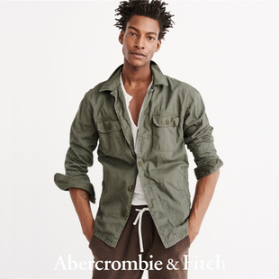 清仓不退换Abercrombie Fitch春秋AF工装衬衫男长袖夹克复古外套
