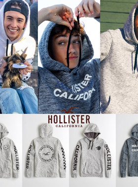 hollister美国加绒百搭连帽卫衣