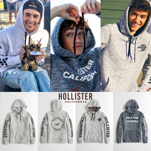 美国Hollister连帽卫衣男加绒印花背后大Logo百搭学生潮