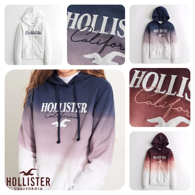 美国hollister海鸥卫衣女薄款连帽长袖开衫休闲运动学生潮牌百搭