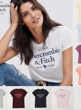 Abercrombie Fitch小鹿AF官网短袖T恤女棉贴布修身洋气糖果色Chic