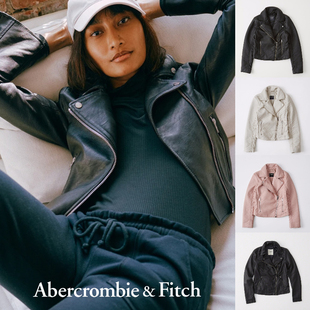 清仓不退换Abercrombie Fitch小鹿AF春秋复古机车PU皮衣外套夹克