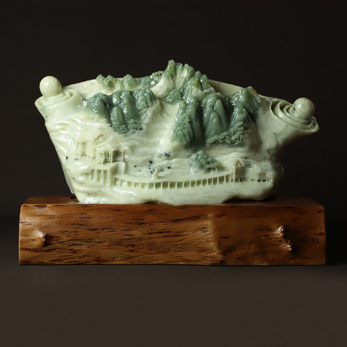 尚品美格岫岩玉翠玉原石山水天然