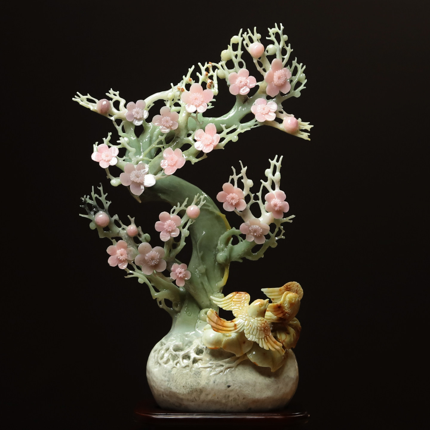 尚品美格 天然玉石大摆件原石镶嵌颜色优化精品花卉梅花礼品FA172