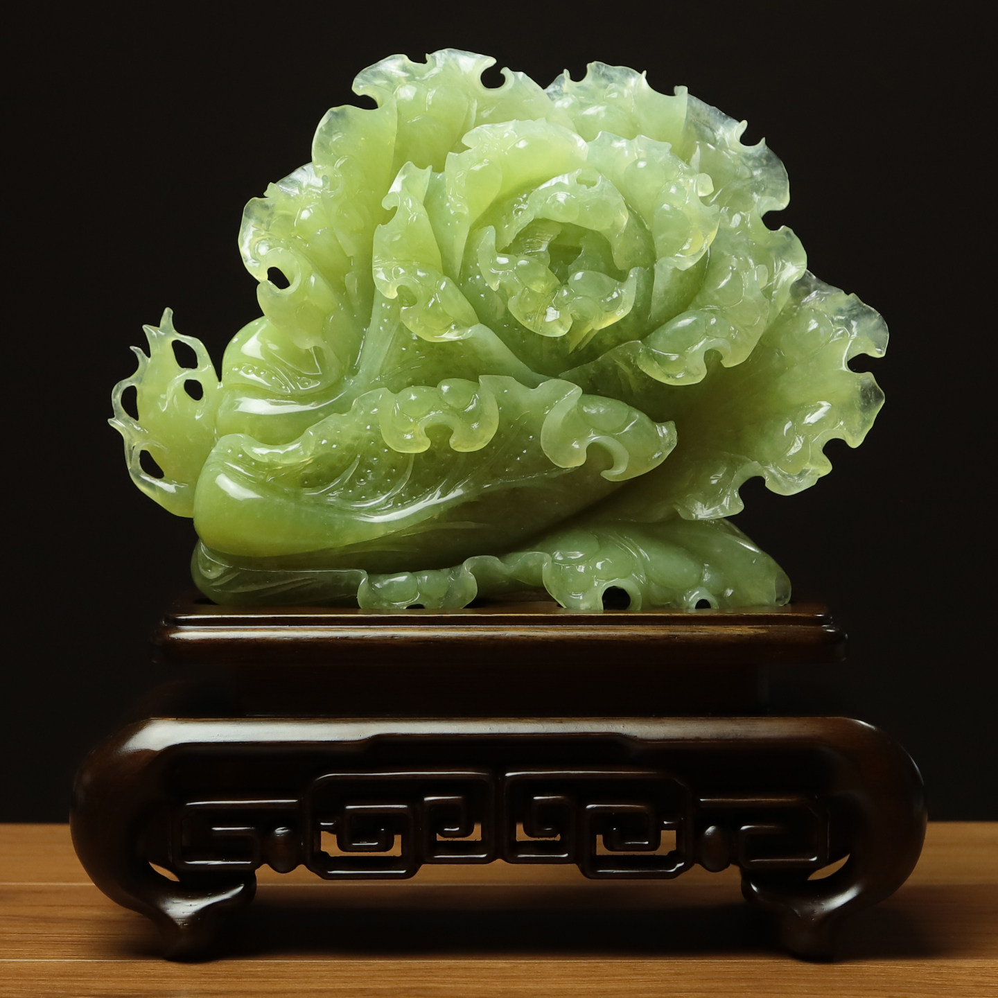 尚品美格 天然玉石岫玉桌面摆件 绿料原色招财白菜开业礼品 FA471