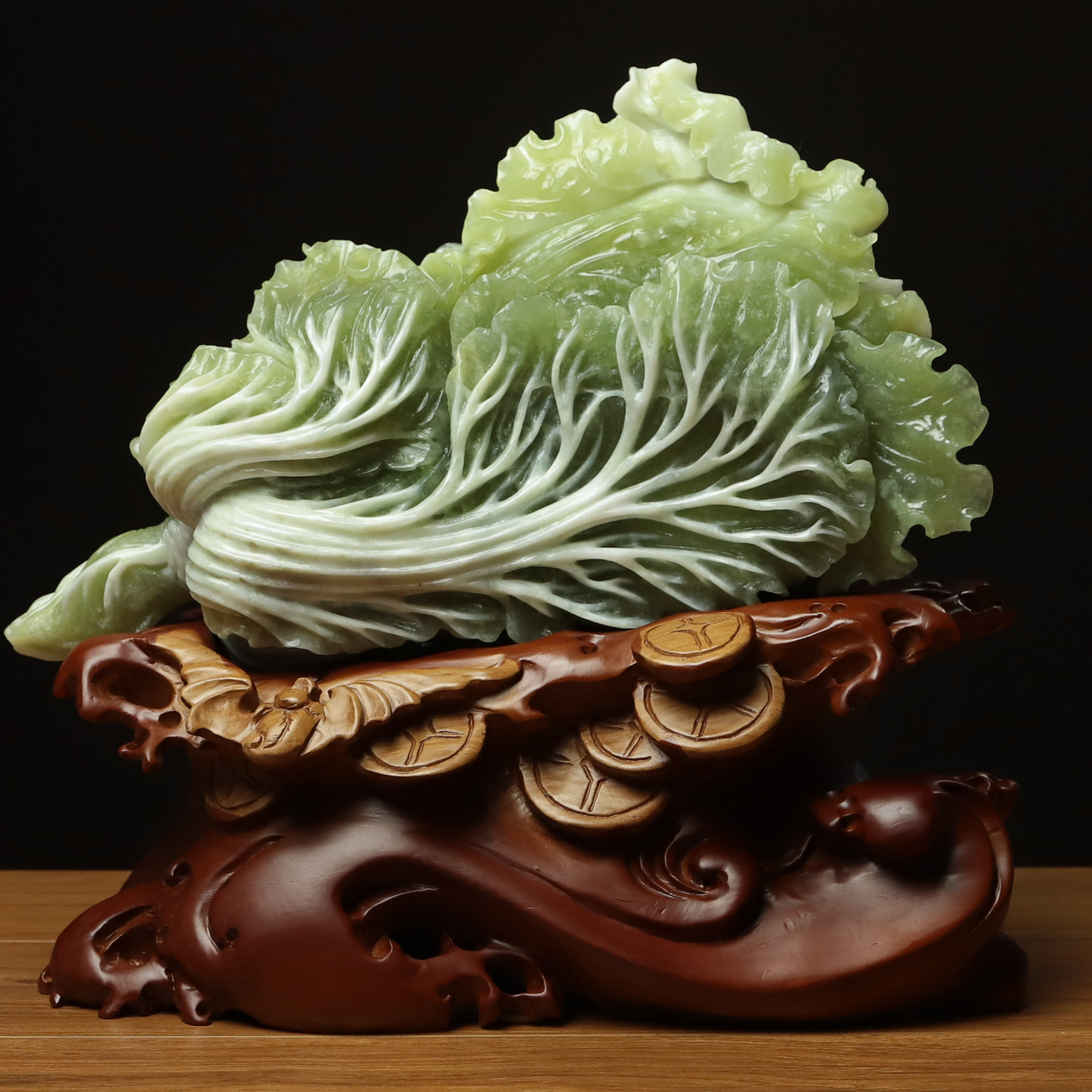 尚品美格 天然玉石岫玉桌面摆件 整料原色招财白菜开业礼品 FA354