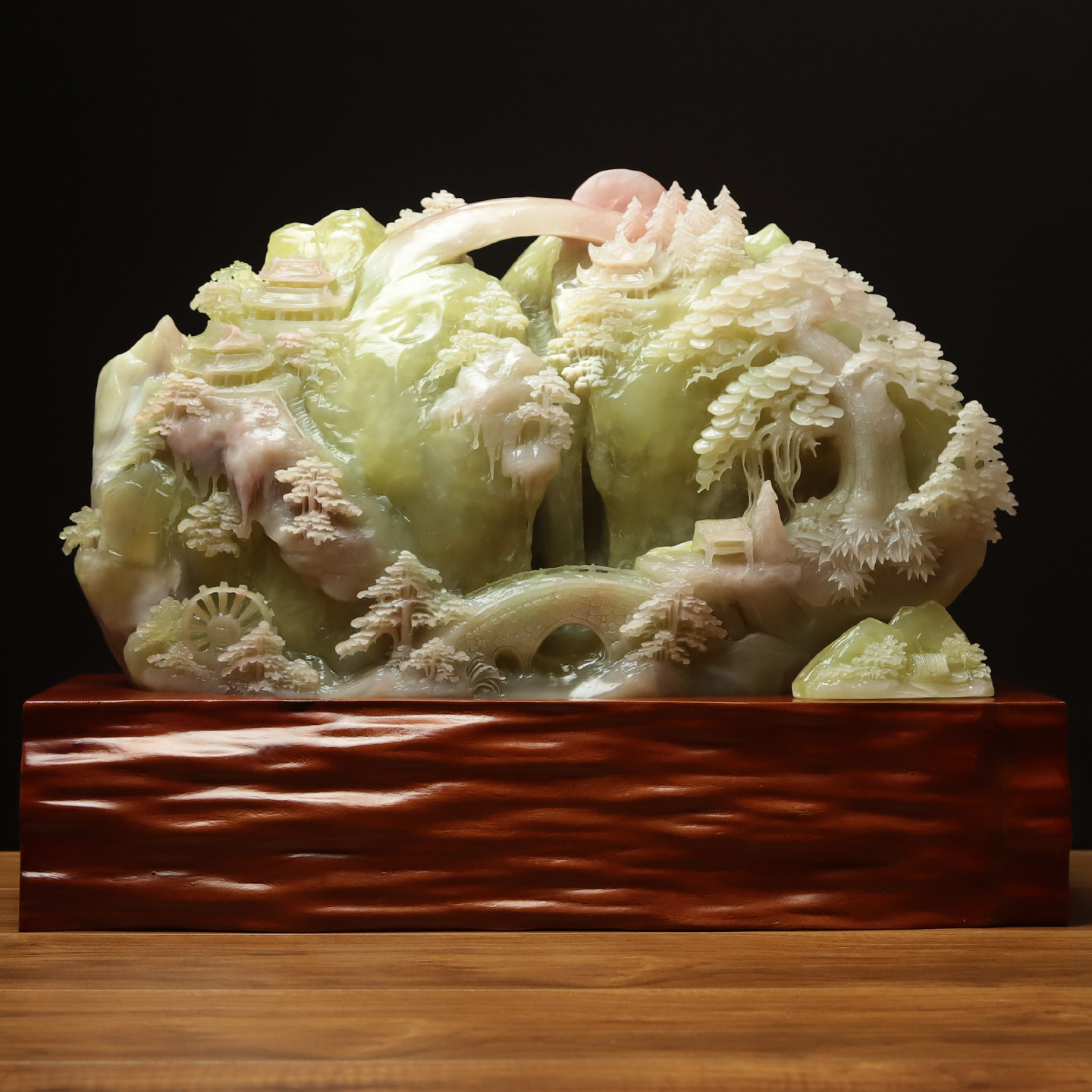 尚品美格 天然玉石大摆件花玉整料原色精雕意境山水紫气东来FA155