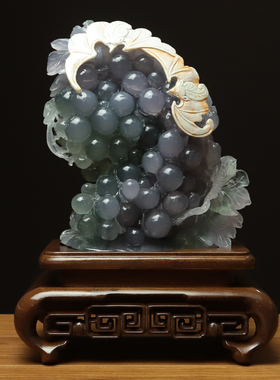 尚品美格 天然萤石摆件 原石原色整料雕刻葡萄多子多福 礼品EA815