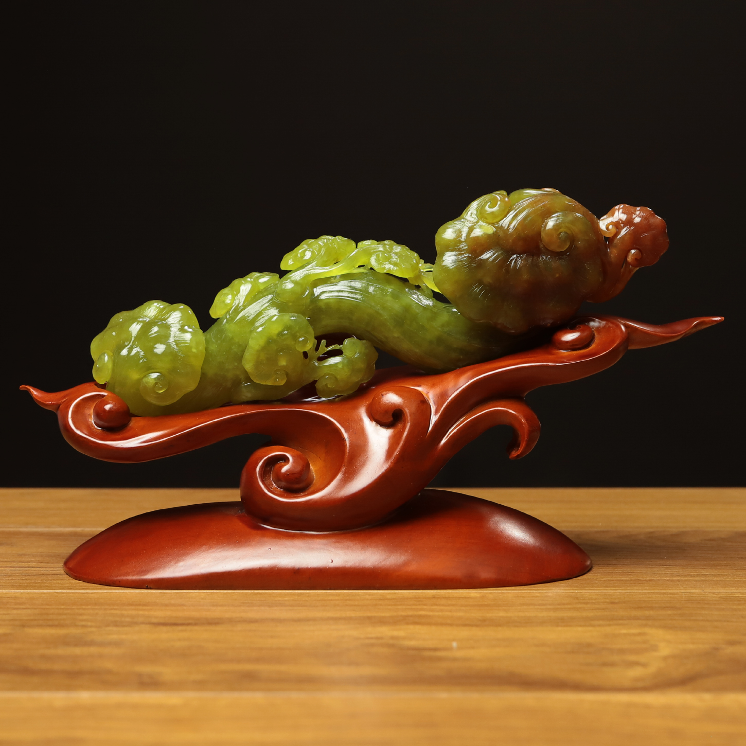 尚品美格天然玉石岫玉摆件 辽阳红花玉精雕吉祥如意家居礼品FA76