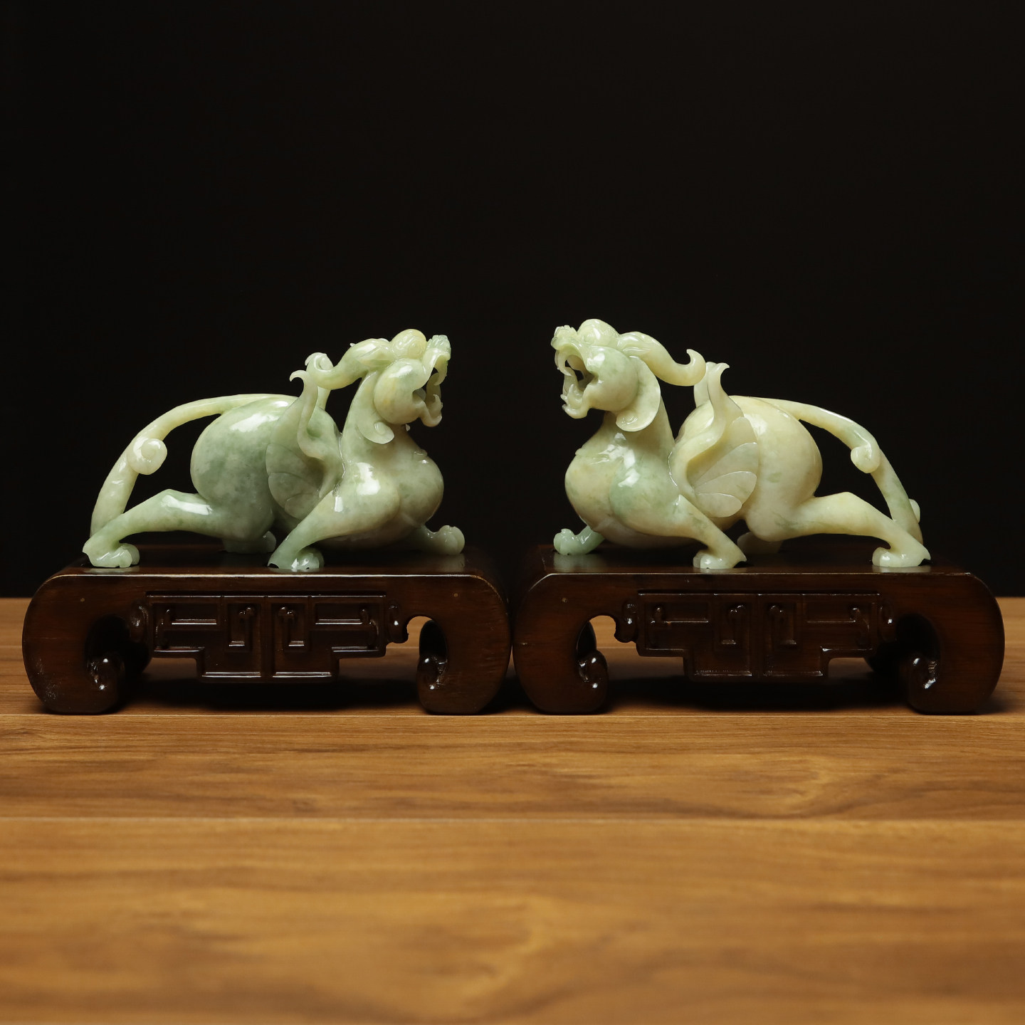 尚品美格 天然玉石岫玉风水摆件老翠玉整料原色精雕灵兽貔貅FA245