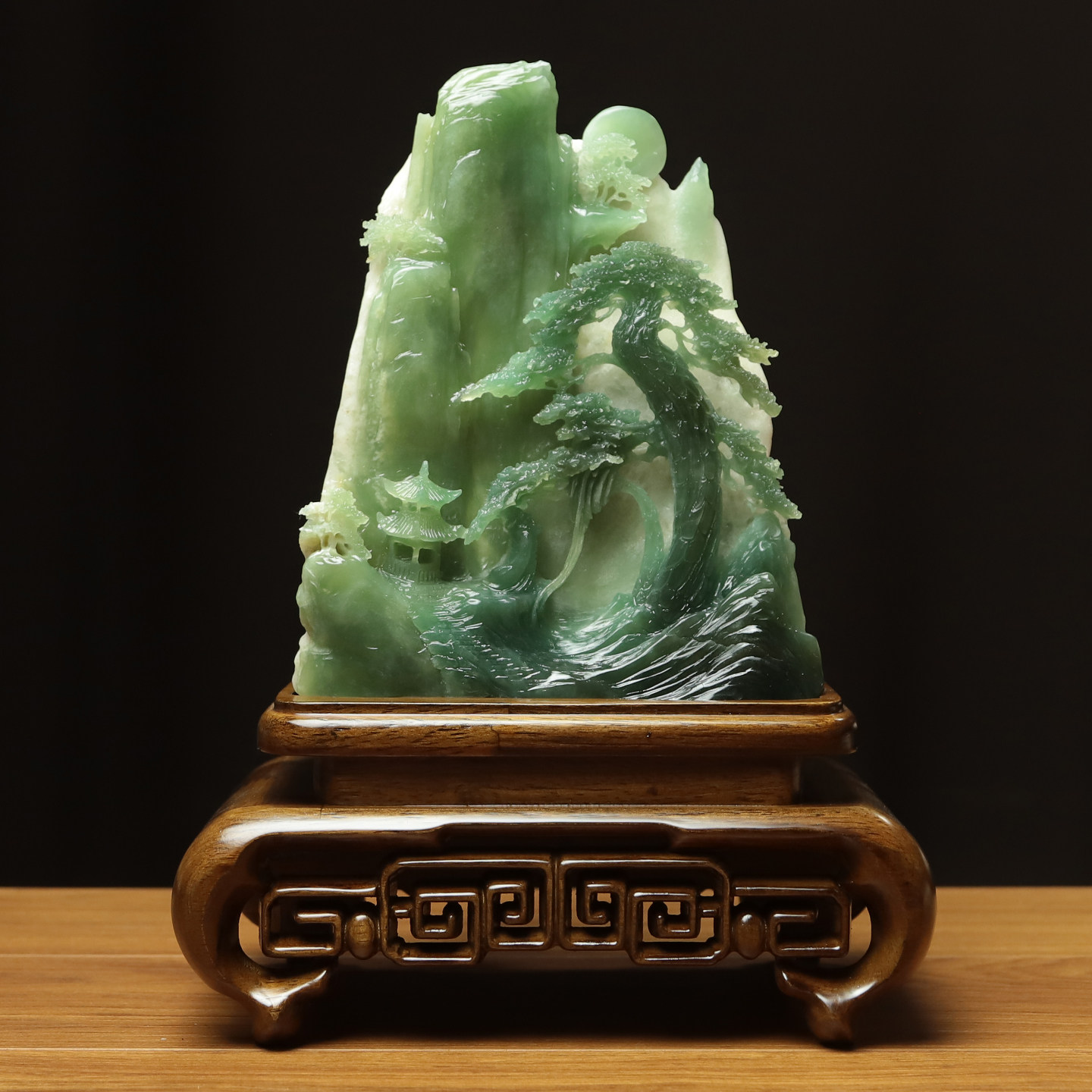 尚品美格天然玉石雕刻玄关桌面摆件 整料原色意境山水礼品 FA182