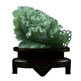 尚品美格天然玉石雕刻岫玉摆件绿料原石原色白菜佰财聚来开业礼品