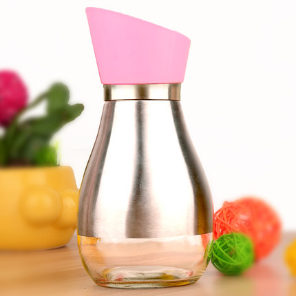 咔咪朵450毫升不锈钢玻璃油壶 油瓶防漏油酱油瓶油罐厨房用品