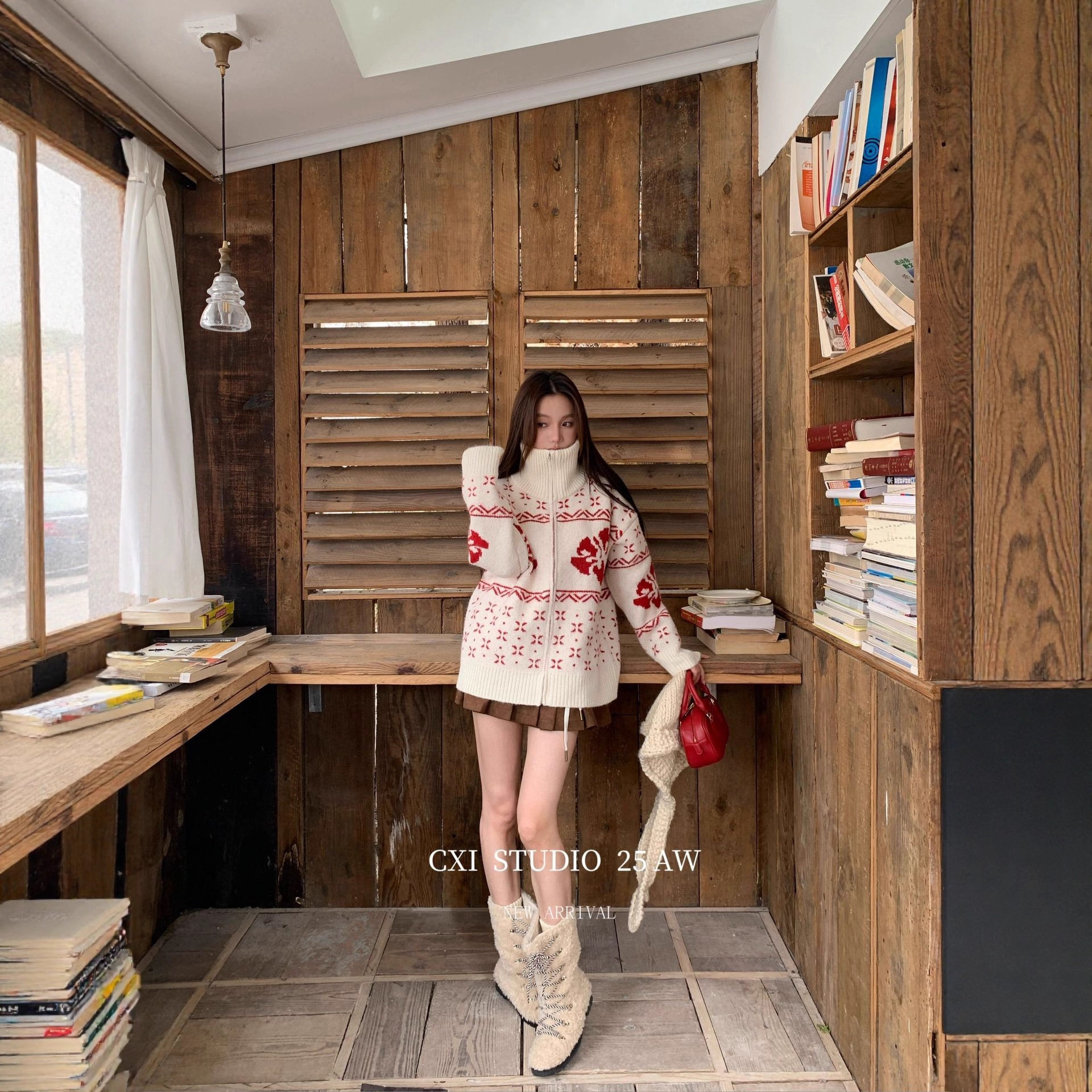 CXI 长款费尔岛半高领开衫毛衣女冬季保暖立领毛衣小个子长袖毛衣,女装/女士精品,毛衣,淘宝优惠券,粉丝福利购,淘宝优惠卷