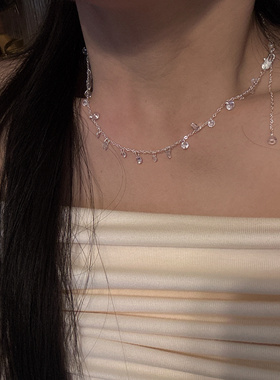 法式超仙气质星河流苏水晶串珠项链 手链 耳环套装灵动敲闪颈链女