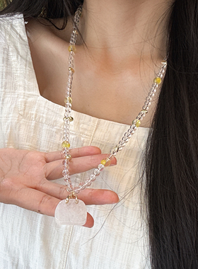 法式独特个性小手提包玛瑙琉璃水晶串珠项链小众设计长款叠戴项饰