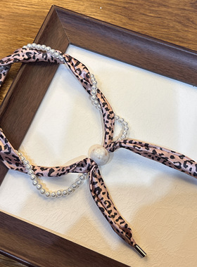 2025新款爆款珍珠项链女士丝巾法式春夏高级感领巾时尚百搭抽拉式