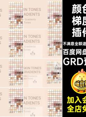 100款预设配色肤色黄白素材插件PS颜色皮肤GRD预设黑粉grd渐变