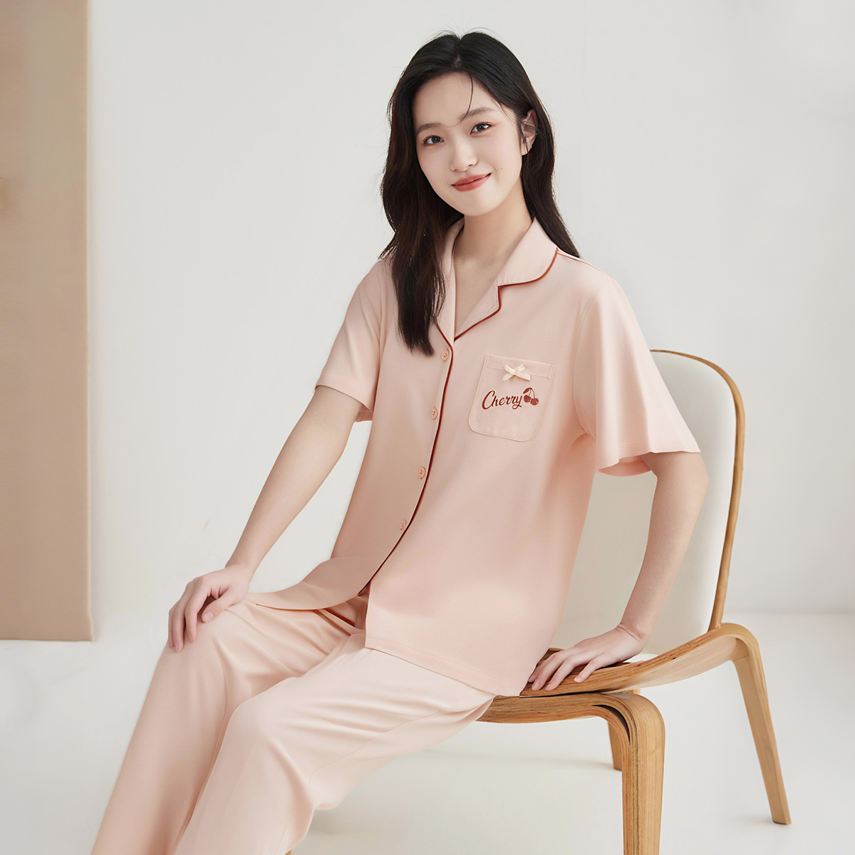 顶瓜瓜纯棉睡衣夏季简约女士套装