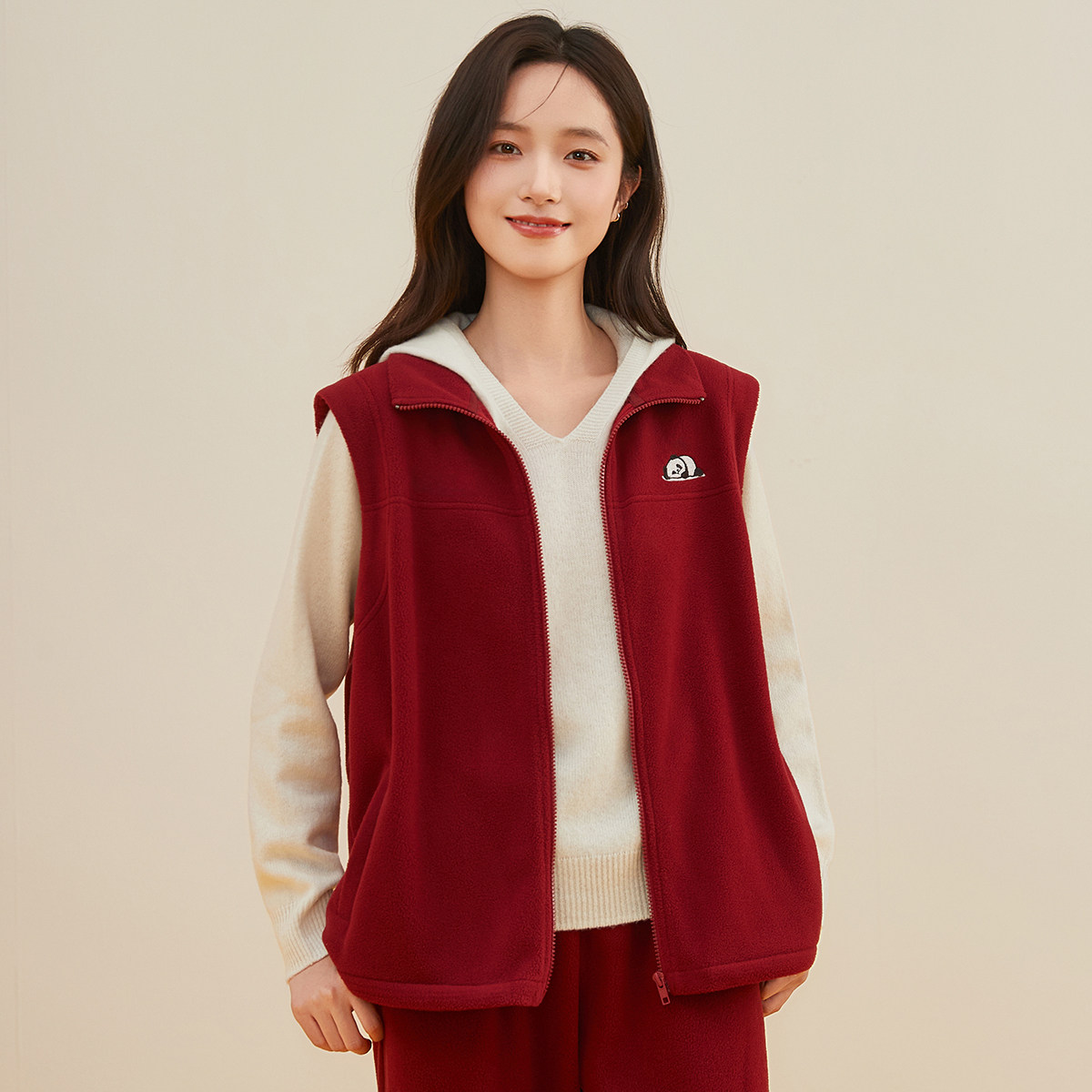 顶瓜瓜女士无袖翻领秋冬新品