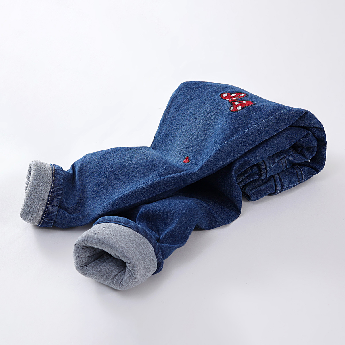 女童女大童双层薄绒牛仔裤