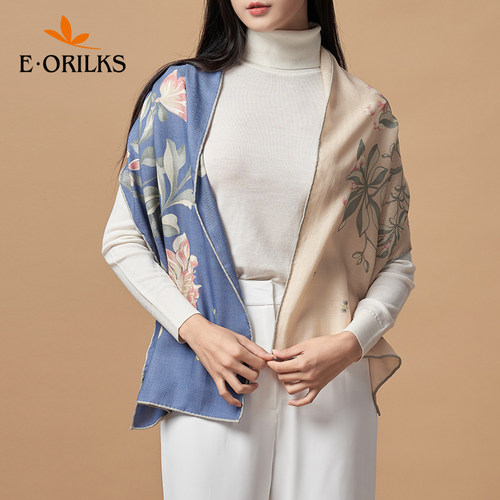 eorilks春秋冬季丝毛印花围巾