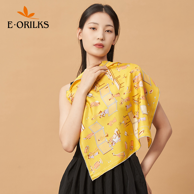 eorilks桑蚕丝原创设计小方巾