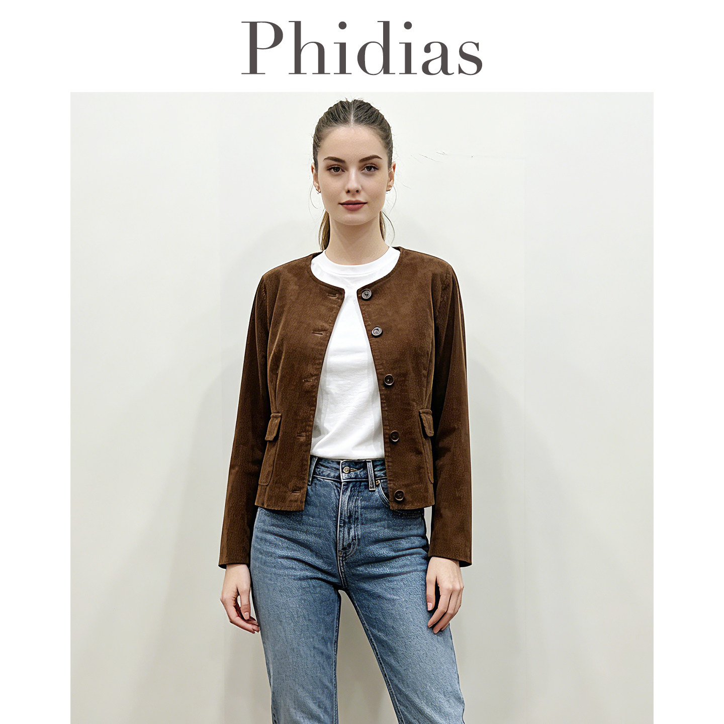 Phidias复古灯芯绒外套女2026春新款时尚百搭高级感短款长袖上衣