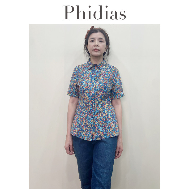 Phidias女士短袖衬衫2026夏新款轻奢高级感减龄短袖显瘦碎花上衣
