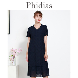 Phidias大码女装法式收腰遮肚显瘦裙子2025夏新款高级感连衣裙女