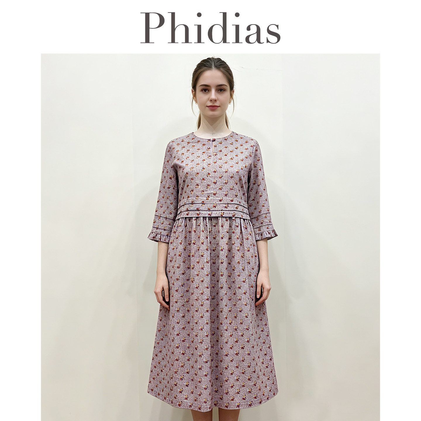 Phidias大码田园风碎花连衣裙女2026年新款夏季减龄遮肚显瘦裙子
