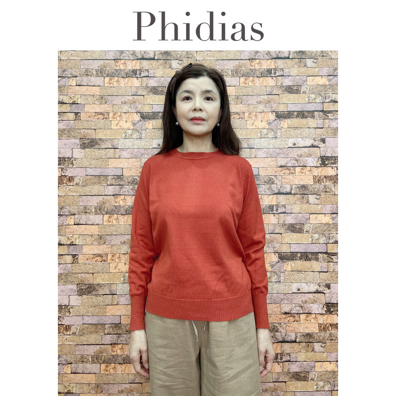 Phidias安哥拉红色长袖针织衫女2024春夏季简约薄款毛衣商场同款