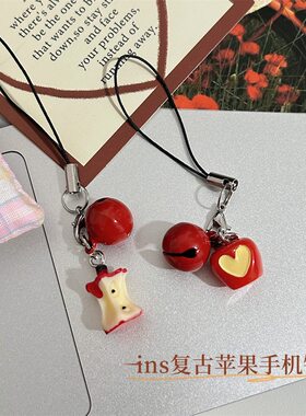 一颗红苹果手作串珠少女心手机链