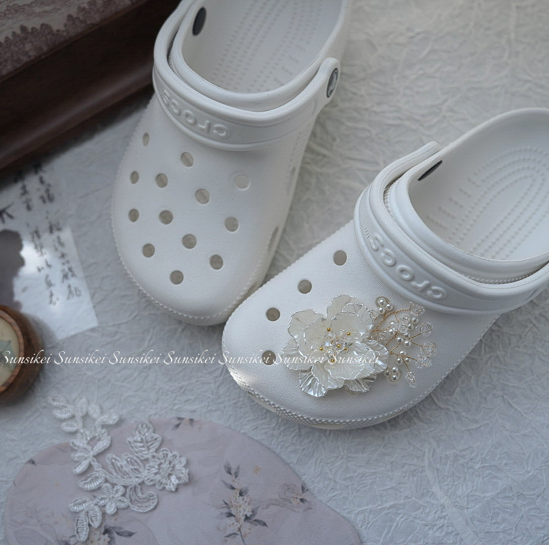 手工重工新中式国风珍珠山茶花洞洞鞋鞋花可拆卸diy装饰适配crocs,服饰配件/皮带/帽子/围巾,鞋扣,淘宝优惠券,粉丝福利购,淘宝优惠卷