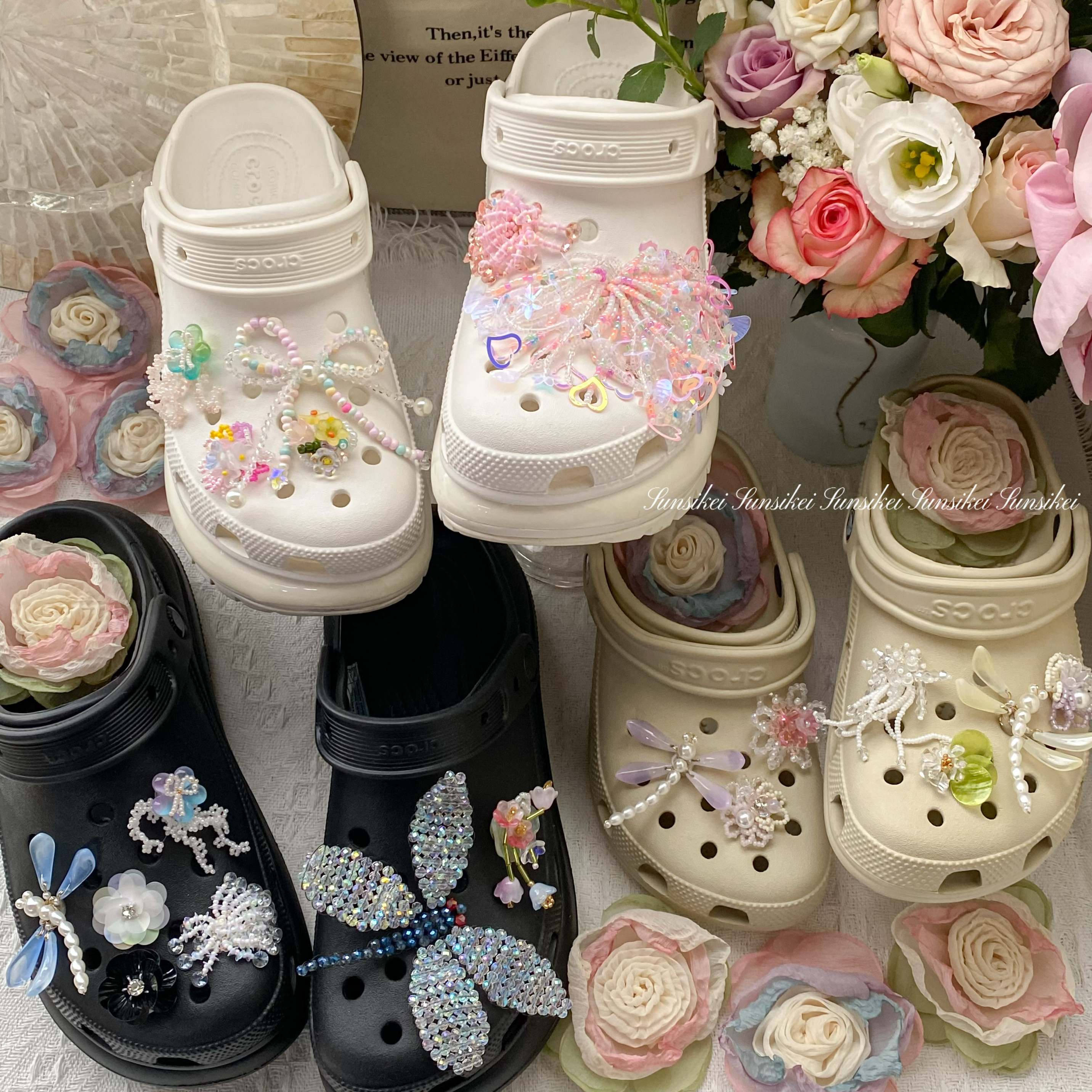 "花海"氧气少女手工珠花洞洞鞋通用鞋花饰品 适配卡骆驰crocs配饰,服饰配件/皮带/帽子/围巾,鞋扣,淘宝优惠券,粉丝福利购,淘宝优惠卷