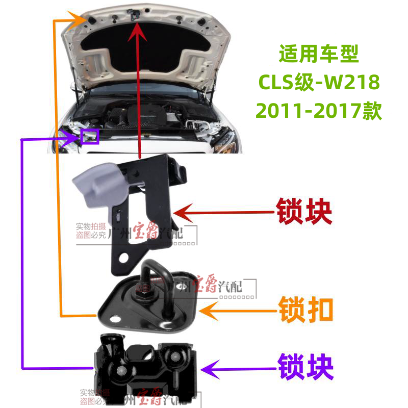 适用11-17款奔驰CLS级前机盖锁钩