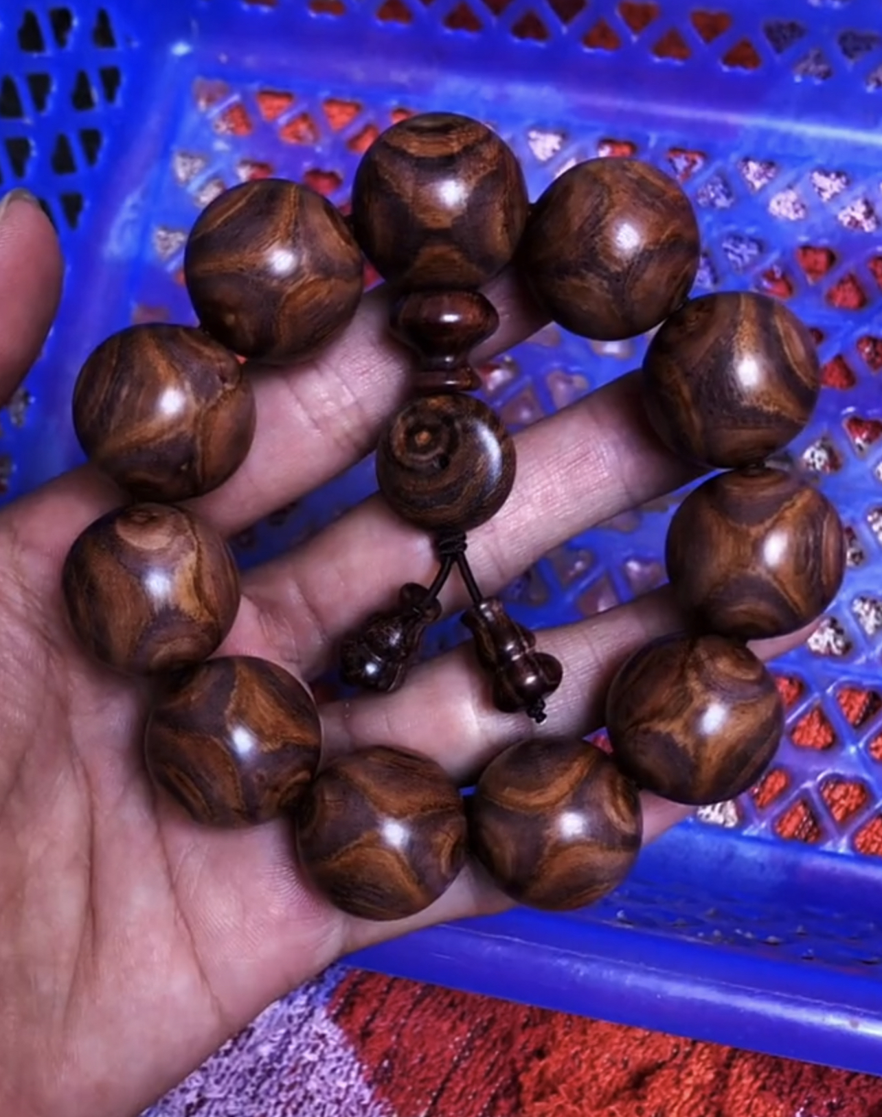海南黄花梨文玩手串佛珠紫油梨X纹定制