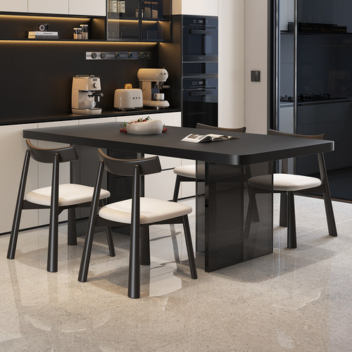 岩板餐桌椅组合意式极简小户型客厅简约现代长方形亚克力悬浮饭桌