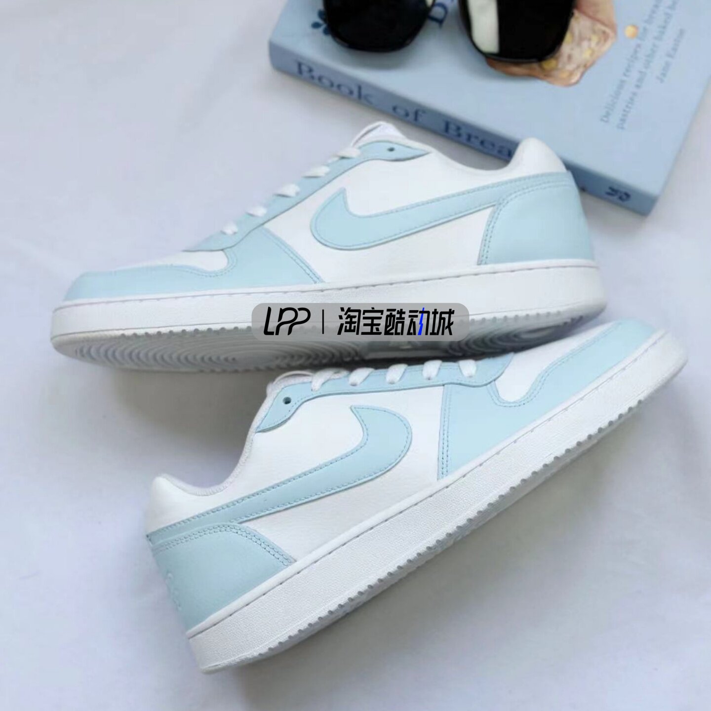 LPP定 制球鞋 Nike EBERNON 蔚蓝 防滑耐磨 低帮 板鞋 男款 蓝白