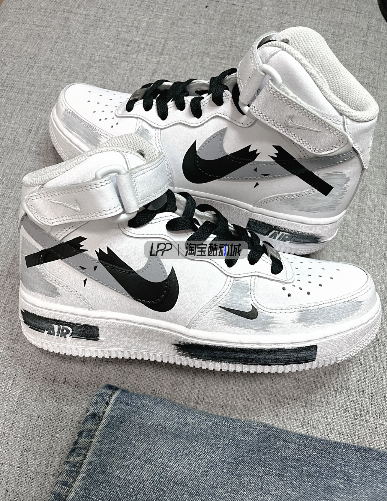 LPP定制球鞋 Nike Air Force 1特色涂鸦断裂时空三钩中帮空军一号