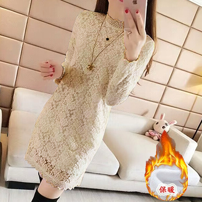百搭a字裙蕾丝加绒保暖