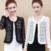 空调防晒开衫 夏季 配吊带裙子蕾丝小披肩中年妈妈短款 薄款 外穿大码