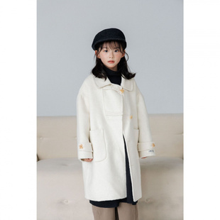 韩版 宽松单排扣款 秋冬季 呢大衣纯色M6603 85%绵羊毛15%天丝