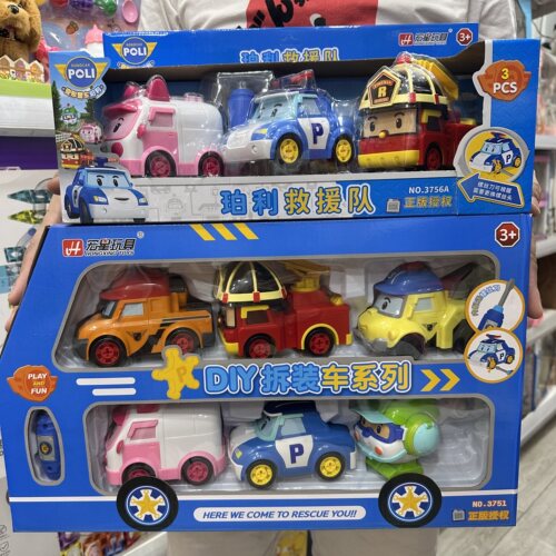宏星变形警车珀利惯性拆装车玩具