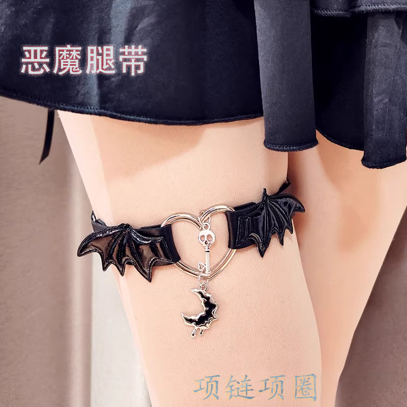 jk小腿夹吊袜带防滑辣妹腿环袜夹朋克大腿绑带绑腿腿链配饰