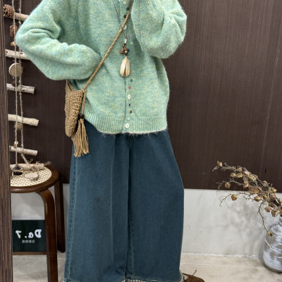 档口直发DA.7-秋款上新森系精致甜美纽扣慵懒百搭针织开衫