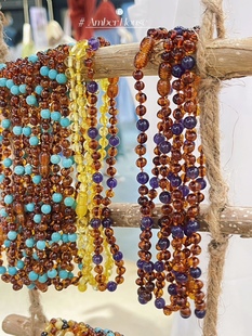 国现｜澳洲Amber House婴幼儿琥珀手链项链绿松石青金石紫水晶粉