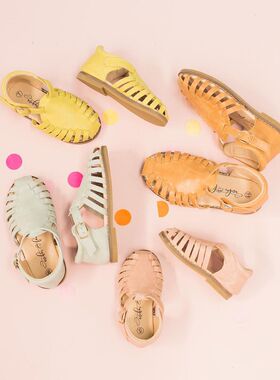 澳洲Anchor and Fox AF复古包趾刺绣皮凉鞋尺码正 国现