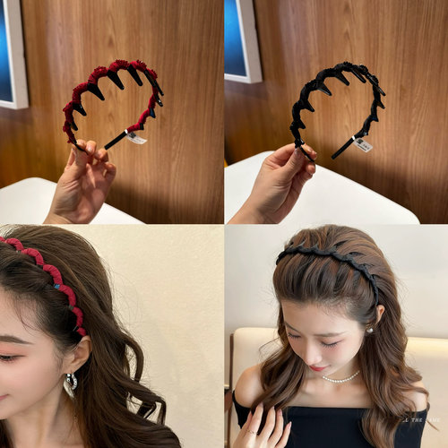 韩版精致高级感红色发箍女洗脸压发防滑头饰简约百搭外出饰品0315